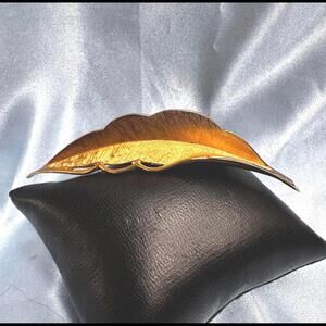 Vintage Signed 1950's Marcel Boucher Brushed Gold Leaf Brooch
